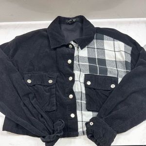 Corduroy plaid cowgirl cropped shirt